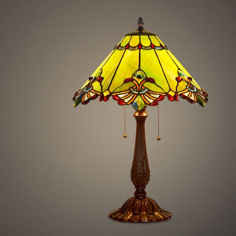 Art Deco Stained Glass Tiffanylamp Bed Side Large Vintage Luxury Table Lamp (WH-TTB-06)